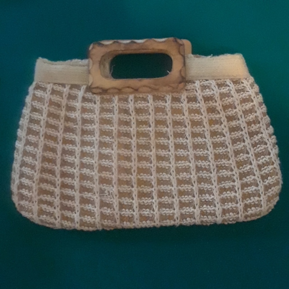 Boho handbag with Wooden handles